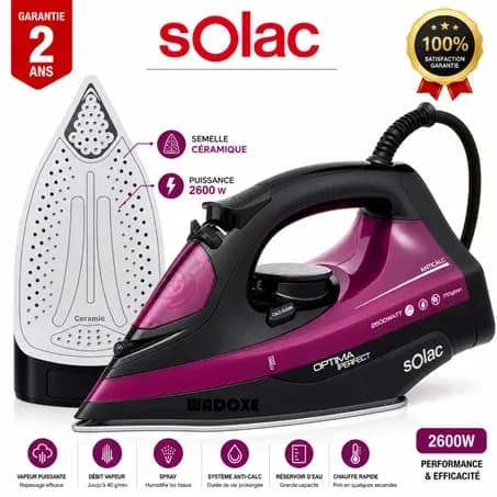 مكواة بخار قوية 2600 واط – بخار سريع، نتائج مثالية - SOLAC