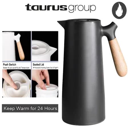 ترمس معزول للشاي والقهوة زجاجي من داخل - TAURUS